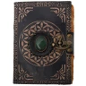 Leather Journal with Embossed Mandala Circle and One Stone